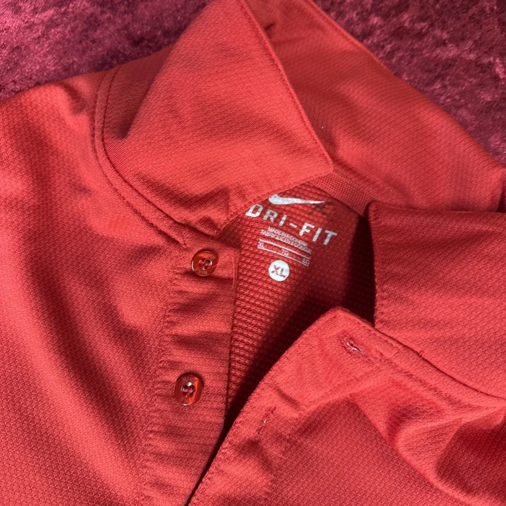 Nike Golf Dri-Fit Men's Red Short Sleeve Polo Golf Shirt‎ XL 3D Logo